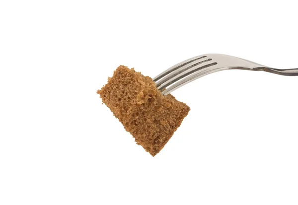 Slice of bread on a fork — Stock Photo, Image