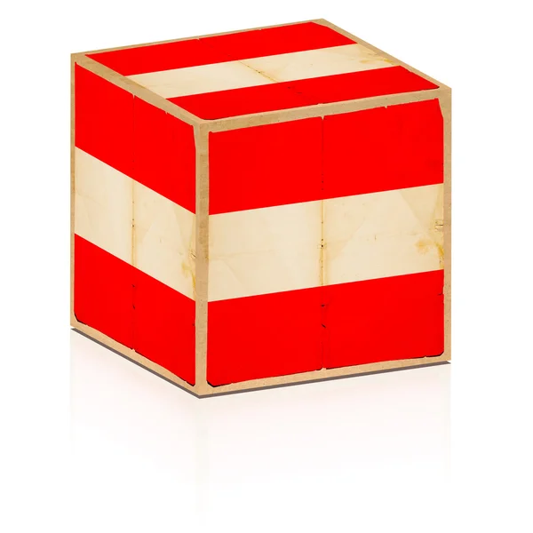Alte Schachtel mit österreichischer Flagge drauf — Stockfoto