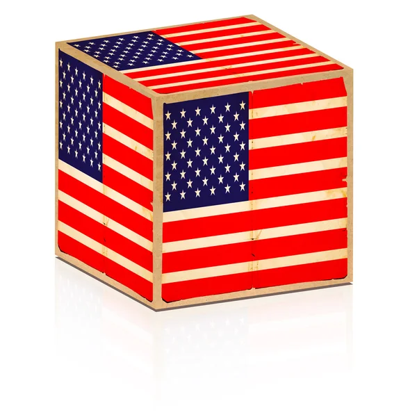 Caja vieja con bandera americana en ella — Foto de Stock