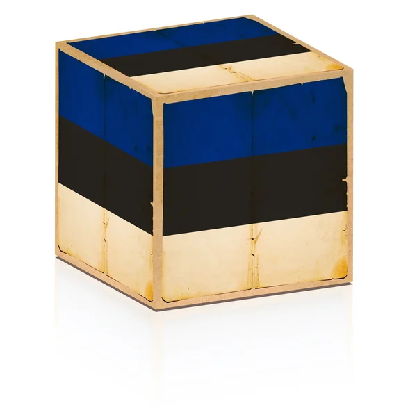 Alte Schachtel mit estnischer Flagge drauf — Stockfoto