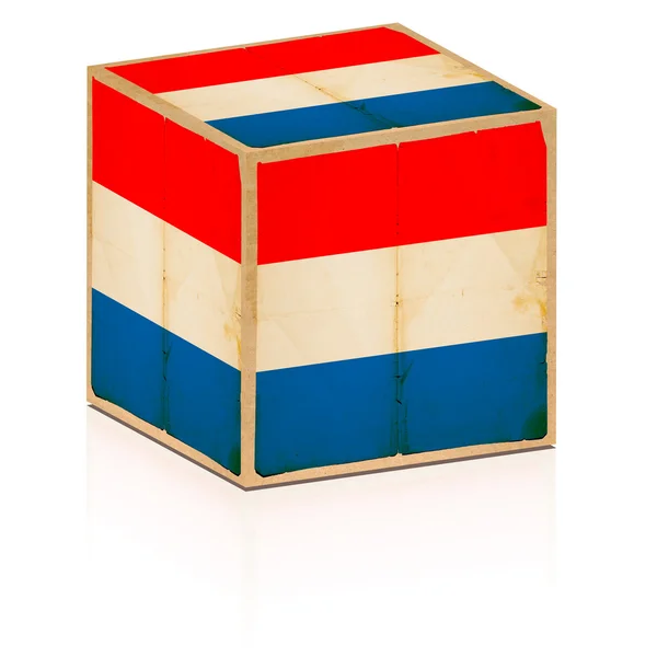Caja vieja con bandera de Luxemburgo en ella —  Fotos de Stock