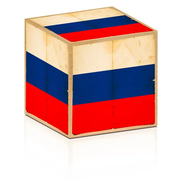 그것에 러시아 국기와 함께 오래 된 상자 — 스톡 사진