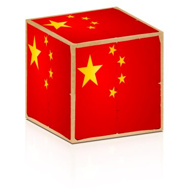 Old box china flag on it clipart