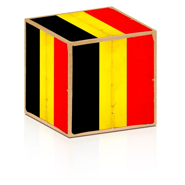 Gamla box Belgien flagga på det — Stockfoto