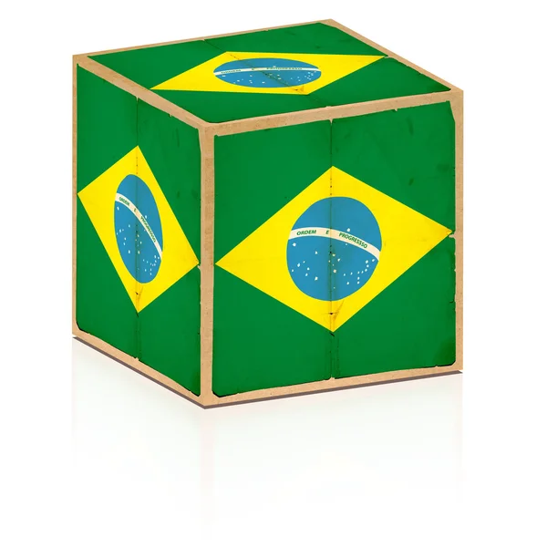Old box brazil flag on it — Stock Photo, Image