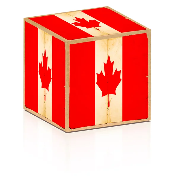 Old box canada flag on it — Stock Photo, Image