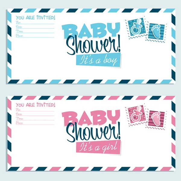 Enveloppes d'invitation de douche de bébé — Image vectorielle