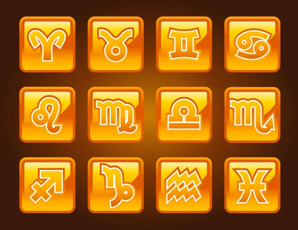 Ícones do zodíaco de ouro — Vetor de Stock