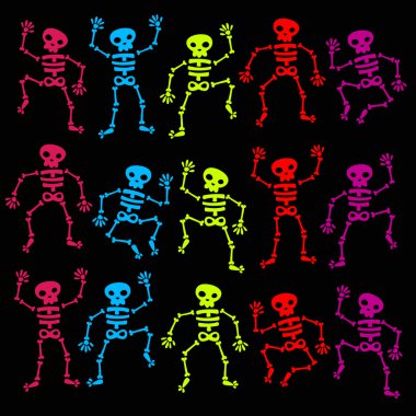 Colorful Dancing Skeletons clipart