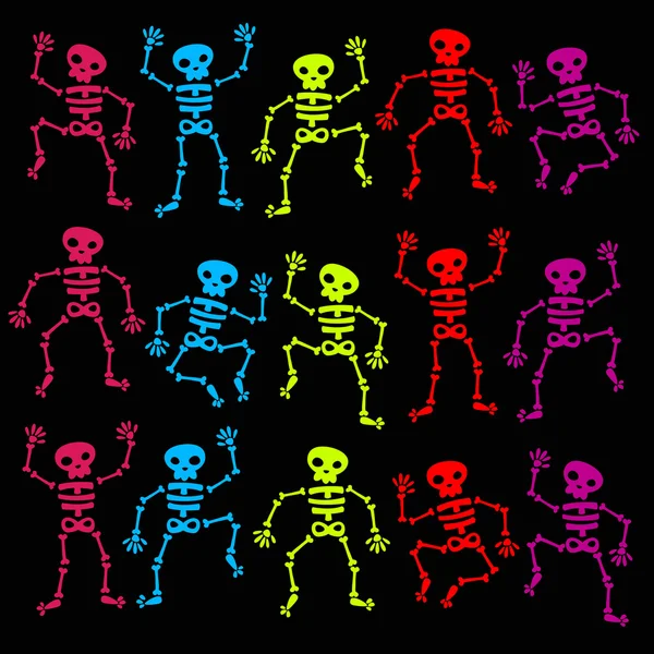 Colorful Dancing Skeletons — Stock Vector