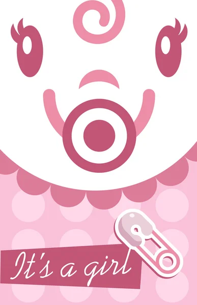 ピンクの赤ちゃん女の子の招待カード — ストックベクタ