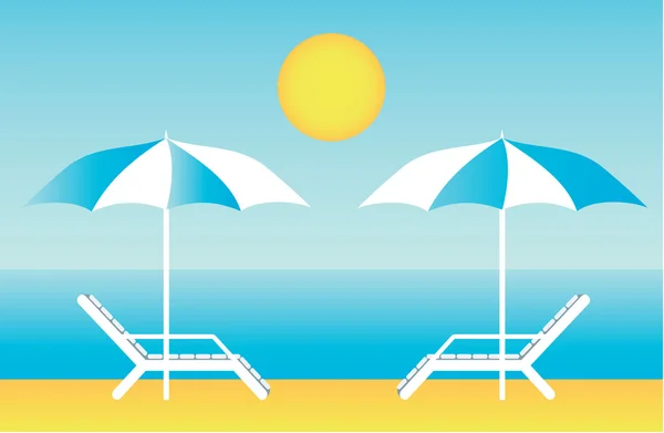 Salões de chaise de praia — Vetor de Stock