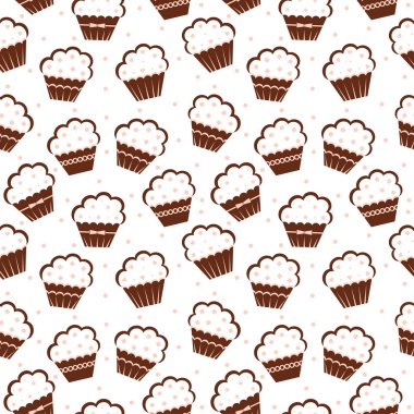 Seamless cupcake pattern clipart