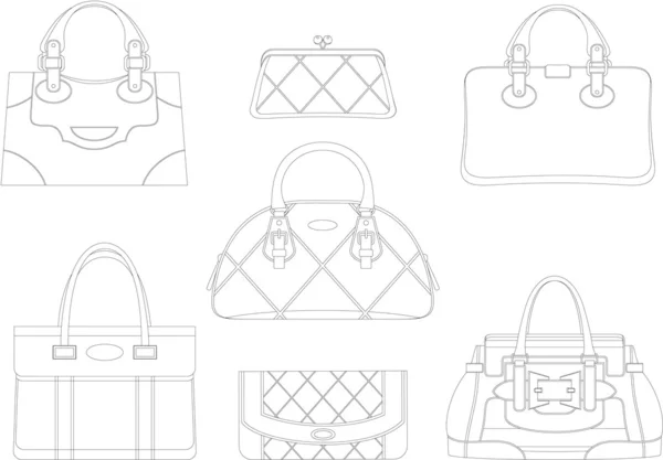 Контуры женских сумок — стоковый вектор