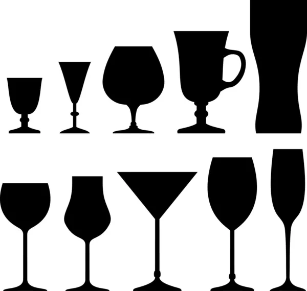 Conjunto de símbolos e iconos vasos para bebidas alcohólicas — Vector de stock