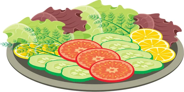 Plate with vegetables — Stock Vector