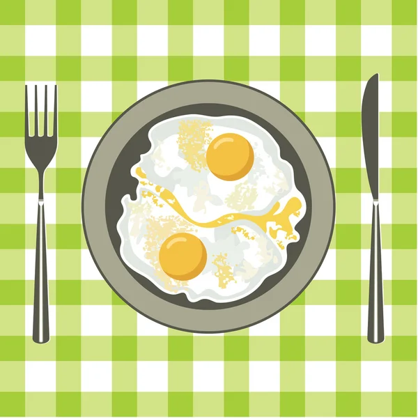 Fried eggs in a plate — Stock Vector
