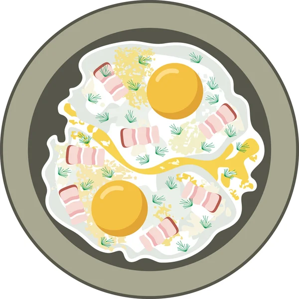 Stekta ägg med bacon — Stock vektor