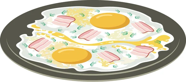Fried eggs with bacon — Stock Vector