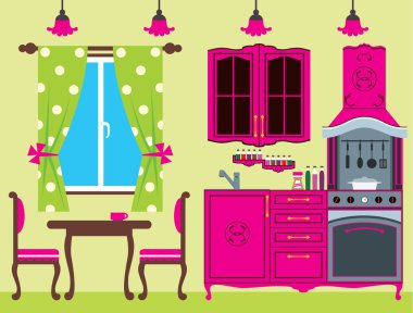 Kitchen furniture. Interior. clipart