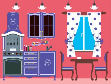 Kitchen furniture. Interior clipart