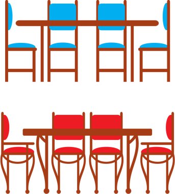 Set of dining tables and chairs clipart