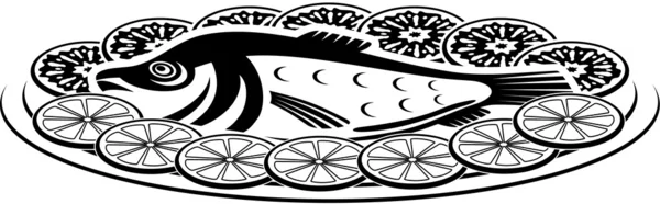Icono de un plato de pescado — Vector de stock