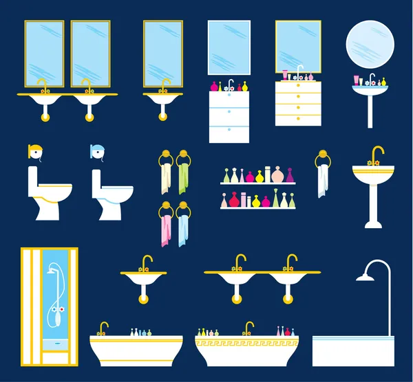 Ensemble d'équipement salle de bain — Image vectorielle
