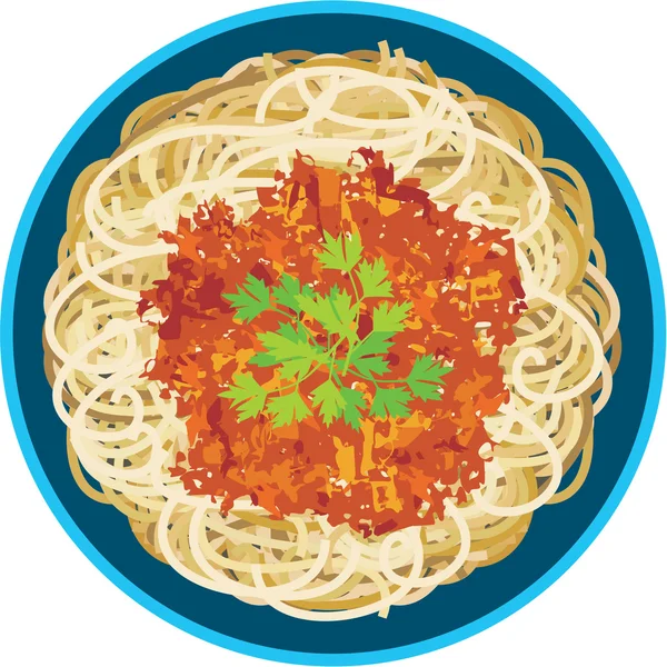 Spaghetti in a plate — Stock Vector