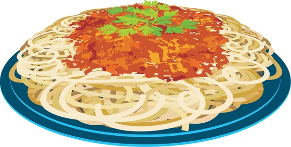Spaghetti i en tallrik — Stock vektor