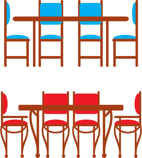 Zestaw stołów i krzeseł jadalnych — Wektor stockowy