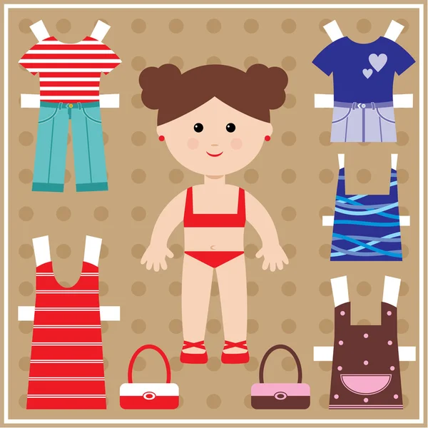 Paper doll with clothes set — Stock Vector