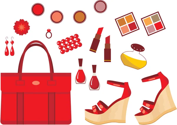 Set di accessori rossi — Vettoriale Stock