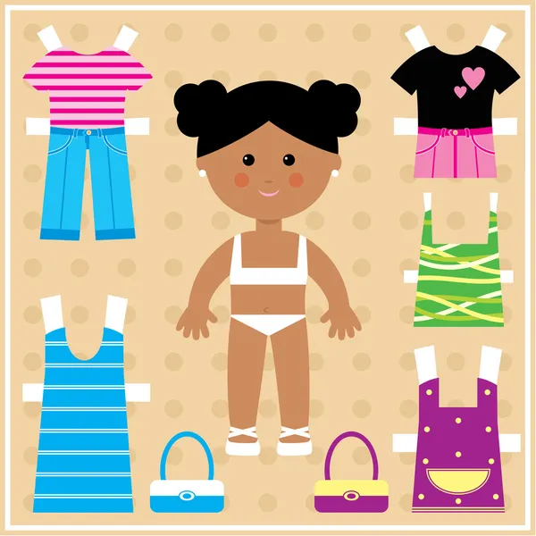 Paper doll with clothes set — Stock Vector