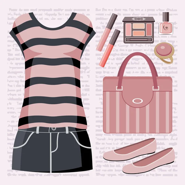 Fashion set with a top and a skirt. — Stock Vector