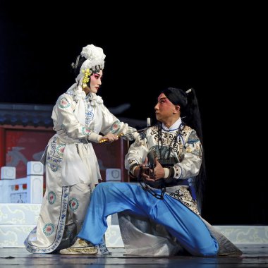 Chinese traditional opera actors with theatrical costume clipart
