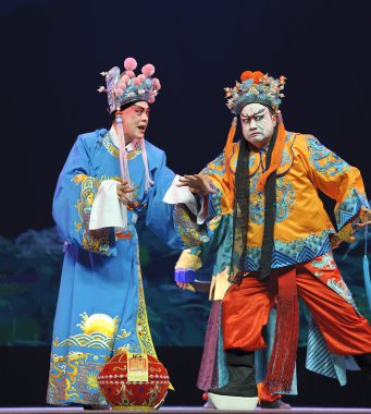 Chinese traditional opera actors with theatrical costume clipart