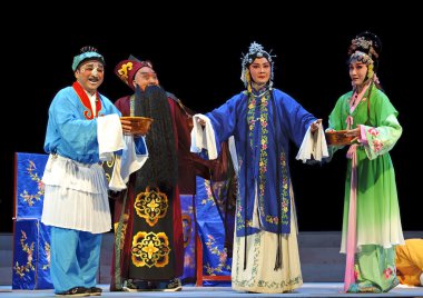 Chinese traditional opera actors with theatrical costume clipart