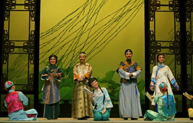 Chinese traditional opera actors with theatrical costume clipart