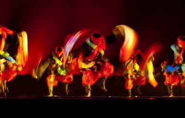 Tibet traditional group dance clipart