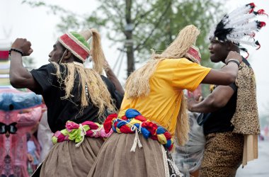 Congo local folk dancers clipart