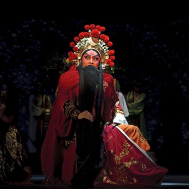 Chinese traditional opera actor with theatrical costume clipart