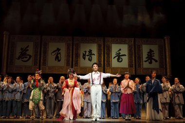 Chinese traditional opera actors with theatrical costume clipart