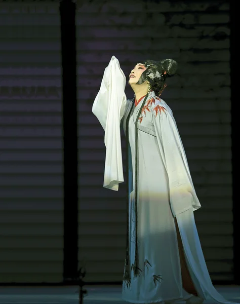 Chinesische traditionelle Opernsängerin mit theatralischem Kostüm — Stockfoto