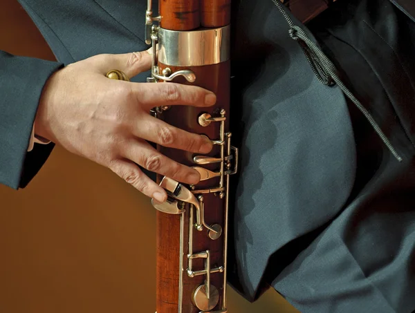 stock image Bassoonist on wind music chamber music