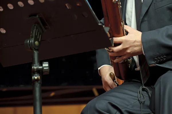 stock image Bassoonist on wind music chamber music