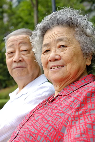 Portret van gelukkig grootvader en grootmoeder — Stockfoto