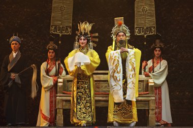 Chinese traditional opera actors with theatrical costume clipart