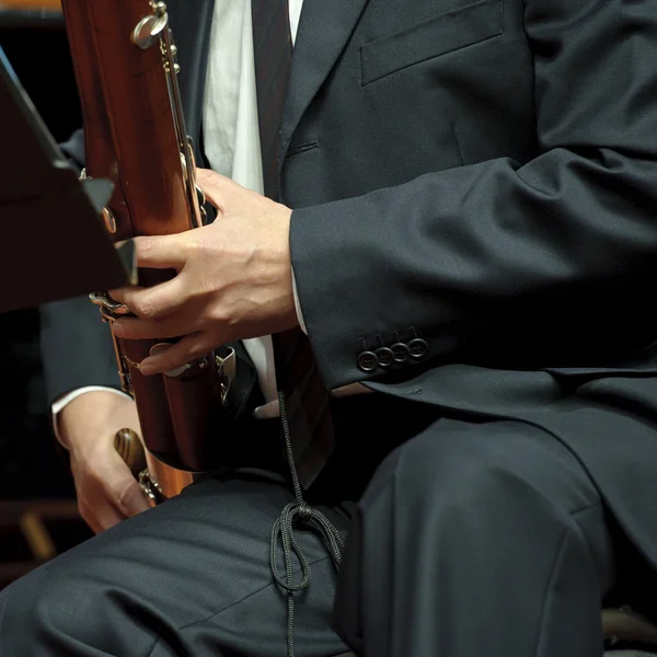 stock image Bassoonist on wind music chamber music