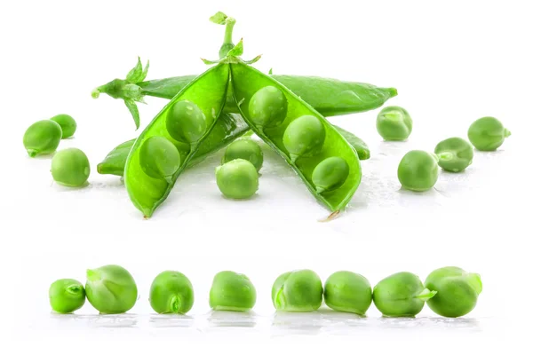 Young green pea pod and peas — Stock Photo, Image